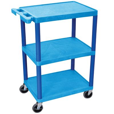 Luxor HE34-BU Blue 3 Shelf Utility Cart - 18" x 24" x 32 1/2"