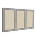 Ghent 3 Door Enclosed Fabric Bulletin Boards Metal/Fabric in Gray/White | 36 H x 2.25 D in | Wayfair PA33672F-90