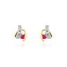 Boucles D'oreilles Puces Kirsten Or Jaune Rubis Et Diamant