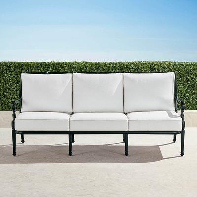 Carlisle Sofa with Cushions in Onyx Aluminum - Standard, Rumor Slate with Rumor Vanilla Piping - Frontgate