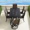 Carlisle Woven 7-pc. Rectangular Dining Set in Onyx Aluminum - Onyx Finish with Chestnut Wicker - Frontgate