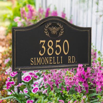 Designer Arch Lawn Address Plaque - Bronze/Verdigris Plaque with Fleur-de-Lis, Standard, 2 Lines - Frontgate