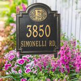 Designer Square Lawn Address Plaque - Black/Gold Plaque with Monogram, Estate, 1 Line - Frontgate