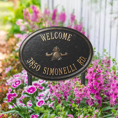 Designer Oval Lawn Address Plaque - Bronze/Verdigris Plaque with Shell, Estate, 1 Line - Frontgate