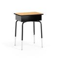 Flash Furniture Goddard Student Desk w/ Open Front Metal Book Box Wood/Metal in Brown | 31.25 H x 24 W x 18 D in | Wayfair FD-DESK-GG