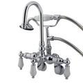 Kingston Brass Vintage Triple Handle Wall Mounted Clawfoot Tub Faucet w/ Handshower, Ceramic in Gray | 12.81 H in | Wayfair CC306T1