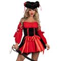 LEG AVENUE 83157 - Samt Piraten Kostüm Mit Schnüren Damen Karneval Kostüm Fasching, XL (EUR 44-46),Rot