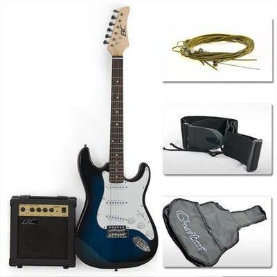 Electric Guitar With 10 Watt Amp + Gig Bag Case + Guitar Strap New Blue