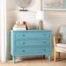 Rosalind Wheeler Andrianna 3 - Drawer Accent Chest Wood in Blue/Brown | 29 H x 38.2 W x 15 D in | Wayfair 729D7EEC166D4A72A40A5451A8065E66