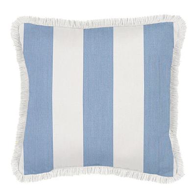 Fringed Pillow 12 inch x 20 inch - Canopy Stripe Kiwi/Sand Sunbrella, Sand - Ballard Designs