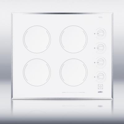 Summit 24" W Electric Smoothtop Cooktop (CR424WH) - White
