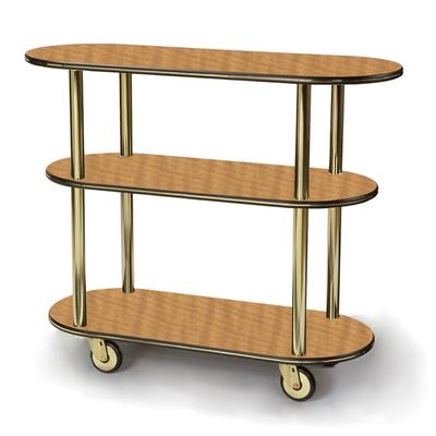 Geneva 36200-10 Oval 3 Shelf Laminate Table Side Service Cart with Amber Maple Finish - 16" x 42 3/8" x 35 1/4"