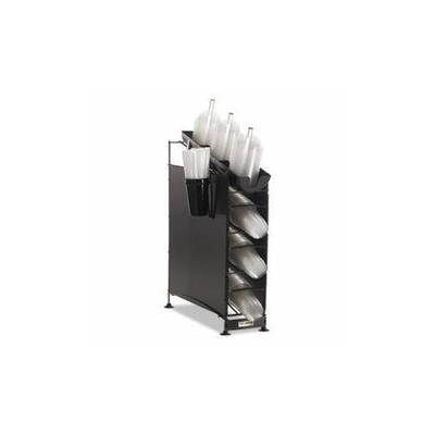 San Jamar Wireworks Cup Dispenser and Lid Organizer, 3-Tier, Holds 270 Cups, Metal, Black