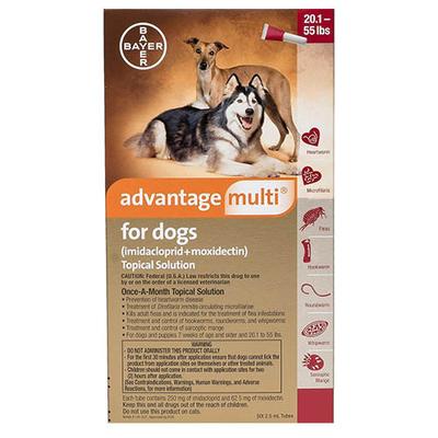 Advantage Multi for Large Dogs 20.1-55 Lbs (Red) 6 Doses