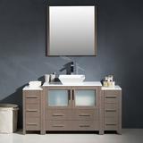 Ebern Designs Jolie 60" Free-Standing Single Sink Modern Bathroom Vanity Set w/ Mirror Wood/Ceramic in White | Wayfair