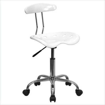 Vibrant White and Chrome Computer Task Chair with Tractor Seat - LF-214-WHITE-GG