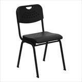 HERCULES 880 lb. Capacity Black Plastic Stack Chair with Black Powder Coated Frame - RUT-GK01-BK-GG screenshot. Chairs directory of Office Furniture.