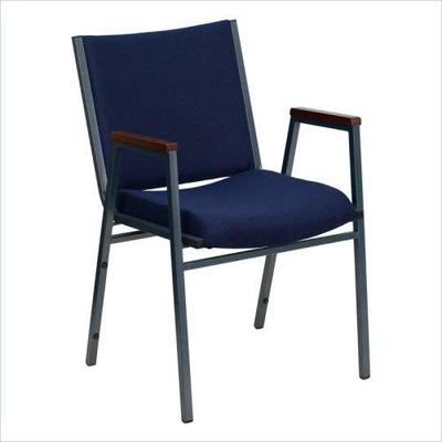 HERCULES Heavy Duty, 3'' Thickly Padded, Navy Upholstered Stack Chair with Arms - XU-60154-NVY-GG