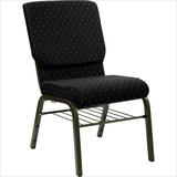 18.5''W Black Fabric HERCULES Church Chair with 4.25'' Thick Seat, Book Rack - Gold Vein Frame - XU- screenshot. Chairs directory of Office Furniture.