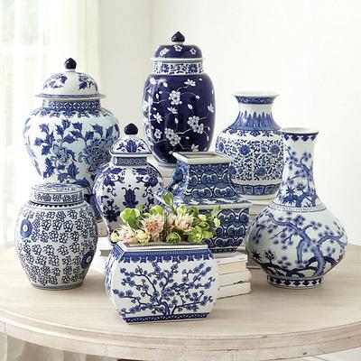 Blue & White Chinoiserie Vase Collection - Lidded - Ballard Designs