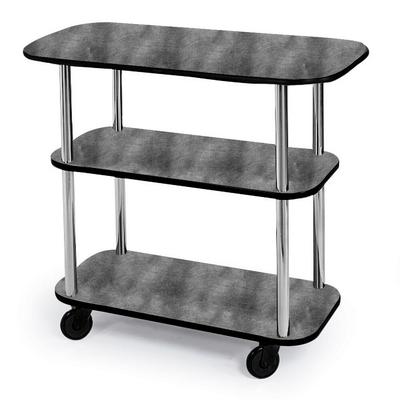 Geneva 36100-07 42 3/8" x 16" x 35 1/4" Rectangular 3-Shelf Laminate Tableside Service Cart with Pewter Brush Finish