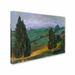 Trademark Fine Art 'Evergreens on a Green Slope' Painting Print on Wrapped Canvas Metal | 24 H x 32 W x 2 D in | Wayfair MA0452-C2432GG