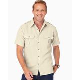 Blair Men's John Blair® Short-Sleeve Linen-Look Pilot Shirt - White - LGE