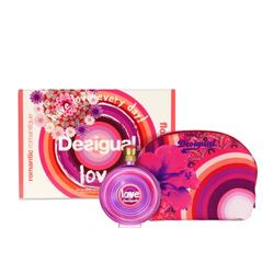 Desigual Geschenkset Love EdT 100 ml plus Kosmetiktasche, 1er Pack (1 x 100 ml)