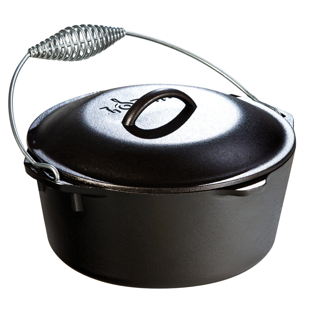 Lodge L8DO3 5 Qt. Pre-Seasoned Cast Iron Dutch Oven with Spiral Bail Handle