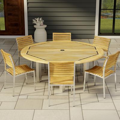 7pc Round Vogue Teak Dining Set