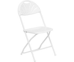 Heavy Duty White Plastic Fan Back Folding Chair