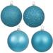 Vickerman 35184 - 8" Turquoise Shiny Matte Glitter Sequin Ball Christmas Tree Ornament (4 pack) (N592012DA)