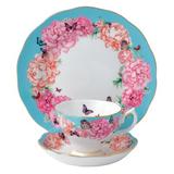 Friendship Royal Albert Miranda Kerr 3 Piece 8" Bone China Tea Cup Saucer & Salad Plate Set Bone China/Ceramic in Blue/Pink/Yellow | Wayfair