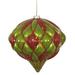 Vickerman 340417 - 5.7" Lime / Red Matte Glitter Diamond Onion Christmas Tree Ornament (M112274)
