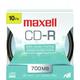 Maxell 648450 48x Write-Once CD-R For Data - 10/spindle Carded For Peg Hooks