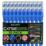 GearIT Cat 5e Ethernet Cable Cord Snagless Copper UTP Network Cable 3 ft 20-Pack Blue