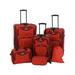 Skyview 6-Piece 2-Tone Rolling Luggage Set - Red