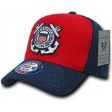 RapDom Coast Guard Flex Military Mens Fitted Cap [Red/Navy Blue - L/XL]