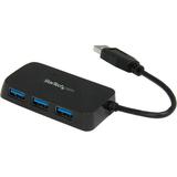 StarTech.com ST4300MINU3B 4 Port USB 3.0 Hub - Built-in Cable - Compact - SuperSpeed - Black - USB Splitter - USB Port Expander - USB 3 Hub