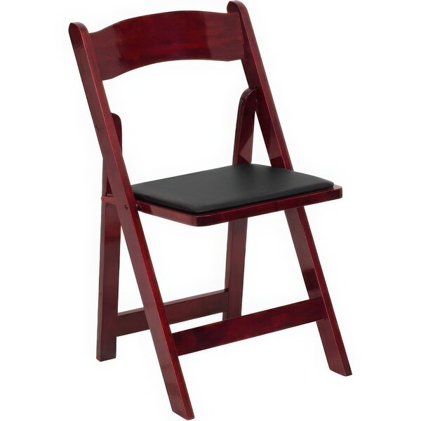 Flash Furniture XF-2903-MAH-WOOD-GG Mahogany Wood Folding Chair with Padded Seat