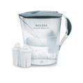 Biocera Alkaline Water Filter Jug With 2 Filter Cartridges - Produces Alkaline, Antioxidant, Hydrogen Rich Water - BPA-Free - NSF Certified - Cost Effective - Simple To Use - Grey Lid and Handle