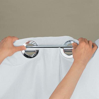 Hookless HBH40PLW01X White Plainweave Shower Curtain with Matching Flat Flex-On Rings and Weighted Corner Magnets - 71" x 77"