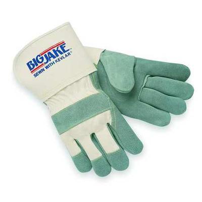 MCR SAFETY 1710XL Leather Palm Gloves,XL,Gray,PR