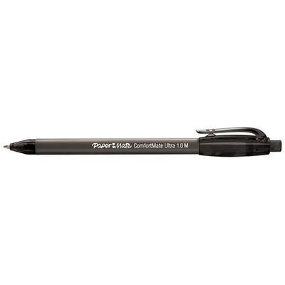 PAPER MATE 6330187 Retractable Ballpoint Pen, Medium 1.0 mm, Black PK12