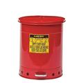 JUSTRITE 09500 Oily Waste Can, 14 Gallon Capacity, Galvanized Steel, Red, Foot