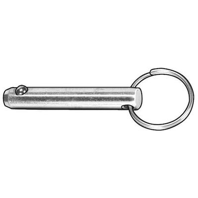 ZORO SELECT 30-08 Ring Pin, Detent, 1/4 in Pin Dia, 1-3/4 in Shank Lg, Steel,