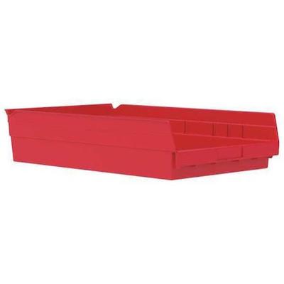 AKRO-MILS 30178RED Shelf Storage Bin, Plastic, Red, 4 in H, 11 1/8 in W, 17 7/8