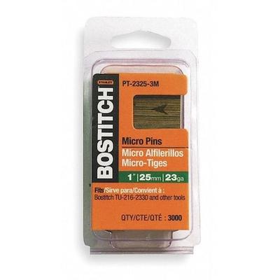 BOSTITCH PT-2325-3M Collated Headless Pin, 1 in L, 23 ga, Polymer Coated,