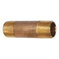 ZORO SELECT 464-080 3/4" MNPT x 8" TBE Red Brass Pipe Nipple Sch 40