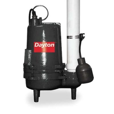 DAYTON 3BB89 1/2 HP 2" Auto Submersible Sewage Pump 230V Tether